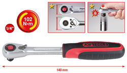 KS TOOLS 1/4" SlimPOWER Umschaltknarre, 72 Zahn 920.1490✔Industrie-Qualität ✔72Zahn ✔CR-V  ✔max 102Nm