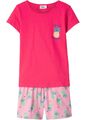 2-tlg. Set Shorty Gr. 140/146 Hibiskuspink Rosa Mädchen Pyjama Shorts Shirt Neu