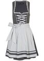 2-tlg.Set Dirndl und Schürze Gr. 44 Anthrazit Stahlgrau Damen Trachten-Kleid Neu