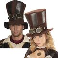 Steampunk  ZYLINDER mit Brille Viktorianisch Rokoko Barock Piraten Hut Retro