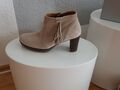 Gabor Stiefelette Wildleder Leder Beige Silk Hellgrau Gr. 39  6  Neu m. Karton