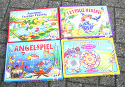 4 Spiele Kleinkinder 3+ Achtung frecher Frosch ANGELSPIEL 123 tolle Hexerei ua