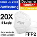 20 x FFP2 Atemschutzmaske 5 Lagig Mundschutz CE zertifiziert Maske 20 Masken