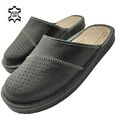 ✅ Herren Leder Echtleder Hausschuhe Latschen Pantoffeln grau  Gr.40 - 48 EU Ware