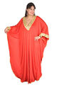 Damen Kaftan Kleid im Butterfly Look Sommer Urlaub Hauskleid in rot/gold KA00953