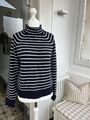 Orig. ALEX MILL Striped 100% Cashmere blau/weiß Sweater Gr. M wie Neu NP € 389