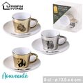 3x ESPRESSOTASSEN EDEL LUXUS WEISS GOLD SILBER MOKKA TASSE ESPRESSO UNTERTASSEN