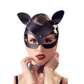 Katzenmaske mit Strass-Nieten Lederimitat Kopf-Maske Gesichtsmaske animal mask