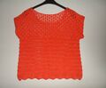 Ajour-Stricktop / Pullunder, handgestrickt, 100% BW, rot-orange, Gr. S-M, neu!