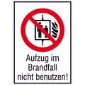 SafetyMarking® Verbotsaufkleber "Aufzug im Brandfall nicht benutzen"...