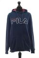 Fila Damen Hoodie Pullover L blau dunkelblau Motiv Kapuze Sweat mit Baumwolle