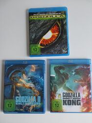 Godzilla, Godzilla Vs. Kong,Godzilla II King Of The Monsters 3 Blu rays Sammlung