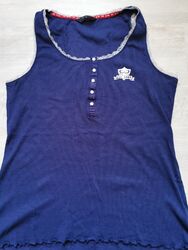 Hunkemöller Schlafanzug Top blau gerippt Gr.XL