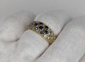 585 Gold Ring 14K mit Edelsteinen in Blau und Weiß Vintage Damen Schmuck