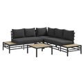 5-tlg. Gartenlounge Set, Gartenmöbel-Set mit 2 Zweisitzer, Couchtisch, Ecksofa