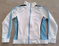 Schöne Damen Reebok Trainingsjacke Gr. 42 XL Sweatjacke Zipper weiß hellblau