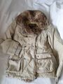 Woolrich Damen Jacke Daunenjacke Gr. S Beige mit Echtpelz TOP NP 695