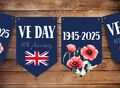 VE Day 80th Anniversary Bunting, War Garland, Celebration Banner, Union Jack