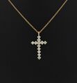 Wert 730 € Brillant Kreuz Anhänger mit Kette (0,25 carat) 750 18 Karat Gelb Gold