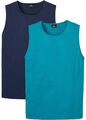 2er Pack Muskel-Shirt Gr. 44/46 (S) Kobalttürkis Dunkelblau Herrenshirt Neu*