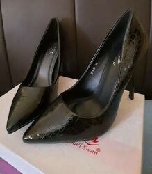 Sexy High Heel Pumps Schwarz Schlangenleder Optik Gr. 36 Neu