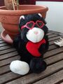 Schwarze Katze Mit Herz u Sonnenbrille NICI 25cm NEUWERTIG Stofftier Plüschtier 