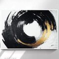 Leinwand Bilder Spirale Schwarz Weiß Gold Moderne Kunst Wanddeko Wandbilder 6236