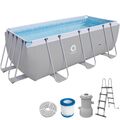 Pool Framepool Komplettset Leiter Schwimmbad Schwimmbecken Pumpe Set 400x207x122