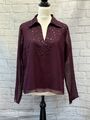 Style by EWM pflaume lila Bluse Gr. 16 Chiffon Pailletten Kragen Pullover Shirt