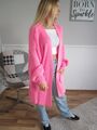 Cardigan rosa Strickjacke leicht Damen Strick Mantel mit Taschen