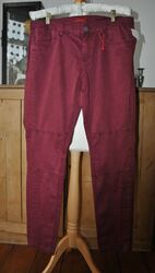 Neu Designer S. Oliver Burgunderrot Super Skinny Baumwolle Freizeithose Gr. 20