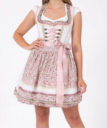 KRÜGER MADL Trachten Dirndl Mon Amour 46025 mini ecru rose 50 cm Gr. 42