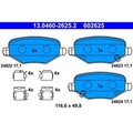 1x ORIGINAL® Ate 13.0460-2625.2 Bremsbelagsatz, Scheibenbremse Hinten, inkl.