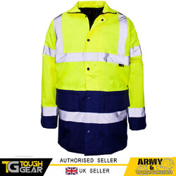 2 Ton Parka Hi Viz Wasserdicht Sturm Arbeit Gepolstert Jacke Herren Warm Mantel