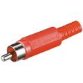 Cinch-Stecker RCA Plug vernickelt mit Kabel-Knickschutz rot