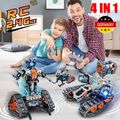 Technik Ferngesteuert Bauspielzeug mit LED Licht 4 in 1 RC Roboter Tracked Racer