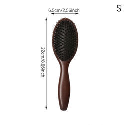 Natural Boar Bristle Oval Hair Brush Comb Head Scalp Massage Beech Wood Handle