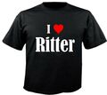 T-Shirt I Love Ritter für Damen Herren und Kinder Farben Schwarz Weiss Pink