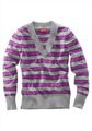 Puma V-Pullover NEU Lila-Grau Damen Pulli Gr.XS,S,M,L,XL Streifen