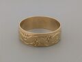 9 Karat Gold Damen gemustert Blumen dickes Band Ring von Berker Brothers