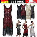 20er Jahre Charleston Kleid Pailletten Fransen Flapper Gatsby 20's Damen Kostüm-