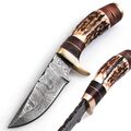 Damast Messer Damaszener Stahl Jagd Knife Damascus Hunting Bowie maq2078