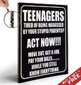 TEENAGERS ACT NOW Poster urkomisches lustiges Schild A4 Druck Eltern Zuhause Wanddekoration 