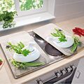 ABDECKPLATTE MOTIVPLATTE HERDABDECKPLATTEN GLAS HERB GARDEN GLASPLATTE 2 Stück