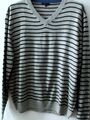 Herren Pullover in Grau mit eingestrickten schwarze Streifen ,-Gr. XL