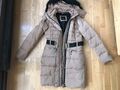 MANGO Daunen Jacke Winter Mantel beige Gr. S 34 36