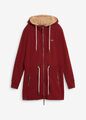 Damen Long-Sweatjacke mit Teddyfutter in der Kapuze Gr. 44/46 Kastanienrot Neu