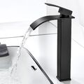 kisimixer Wasserfall Wasserhahn Bad Schwarz Matt Hoch Wasserfall Waschtischar...