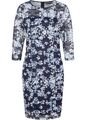 Kleid aus Spitze mit Blumen-Druck Gr. 36 Dunkelblau Wollweiß Freizeitkleid Neu*