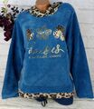 Sweatshirt Shirt Pullover Tunika Hoodie Bluse Cord Look Italy Petrol XL 44 46